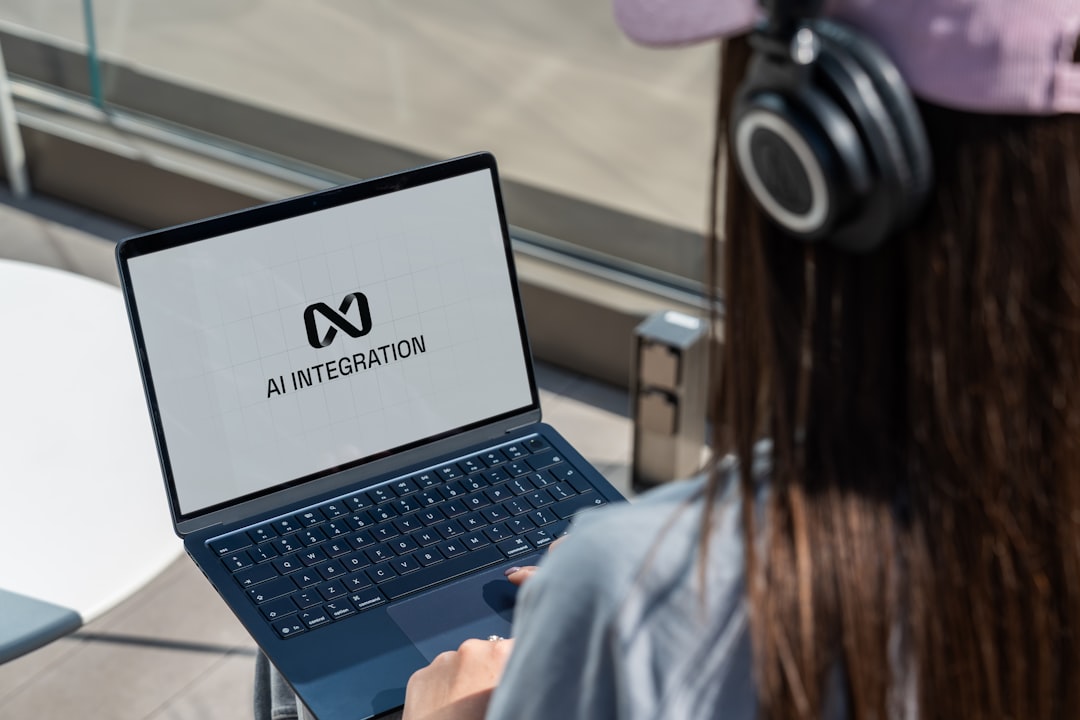 User working on a computer with AI technology software